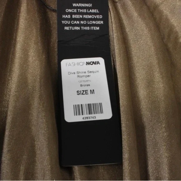 Fashion Nova Bronze Sequin Romper - Picture 3 of 6